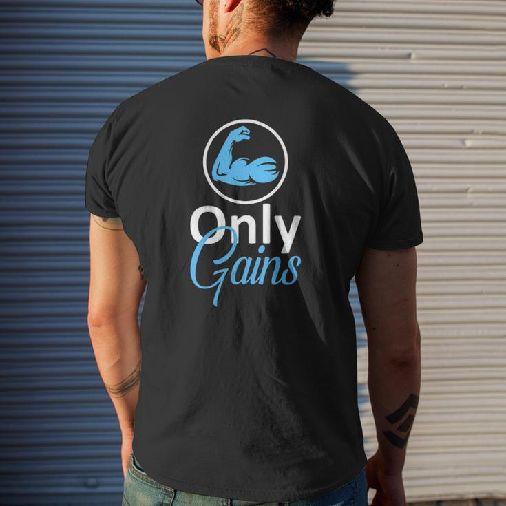 Only Gains Gym Fitness Workout Parody Mens Back Print T-shirt Gifts for Him