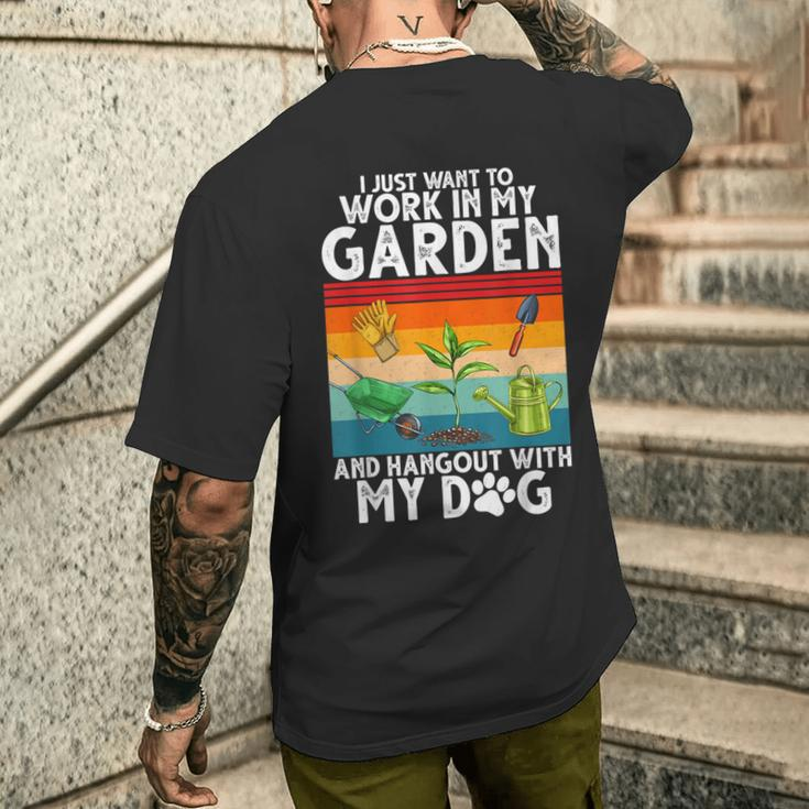Gardening Garden Lover Gardener Dog Lover Plants Women Men's T-shirt Back Print Gifts for Him