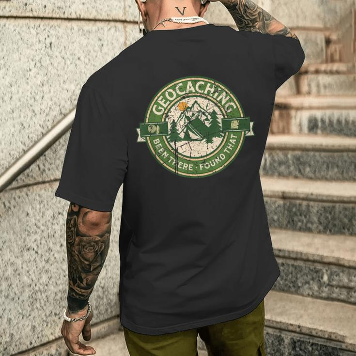 Geocaching Retro Distressed Geocache Lover Women Men's T-shirt Back Print Gifts for Him