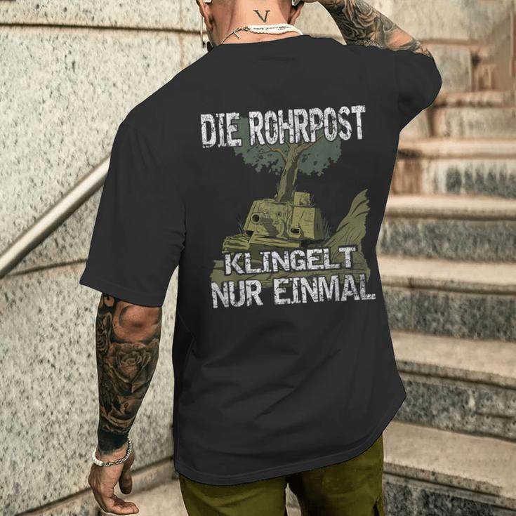 German Tiger Tank Die Rohrpost Klingelt Nur Einmal Deutsche Tiger T-Shirt mit Rückendruck Geschenke für Ihn