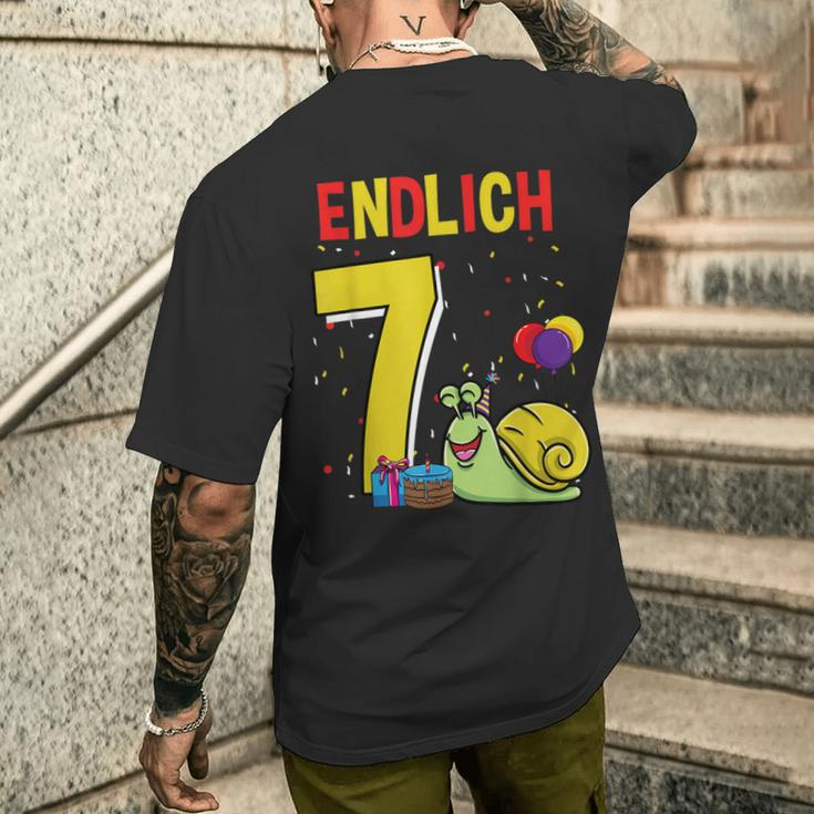 Geschenk 7 Jahre Alt Schnecke Kinder Geburtstag T-Shirt mit Rückendruck Geschenke für Ihn