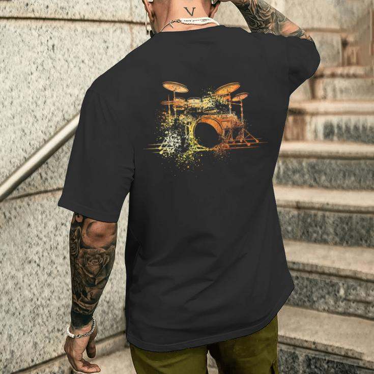 For Drummers Drumsticks Vintage Drum Kit T-Shirt mit Rückendruck Geschenke für Ihn
