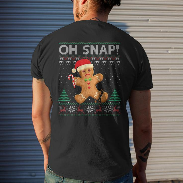 Gingerbread Man Cookie Ugly Sweater Oh Snap Christmas Mens Back Print T-shirt Gifts for Him