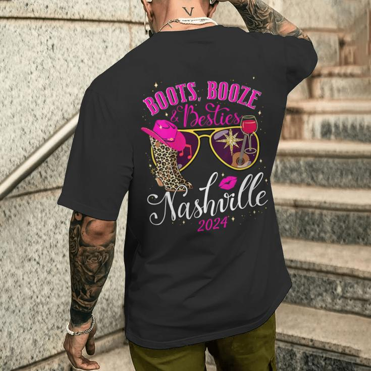 Girls Weekend Girls Trip 2024 Nashville Boots Booze Besties Men's T-shirt Back Print Gifts for Him