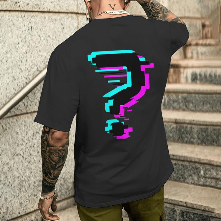 Glitched Fragezeichen T-Shirt mit Rückendruck Geschenke für Ihn