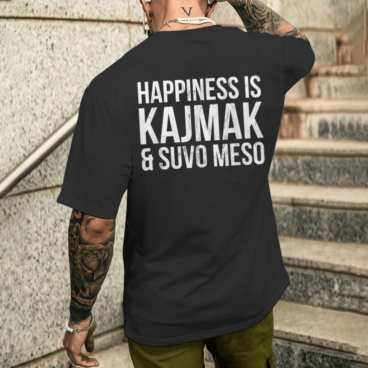 Glück Ist Kajmak Und Suvo Meso Serbian T-Shirt mit Rückendruck Geschenke für Ihn