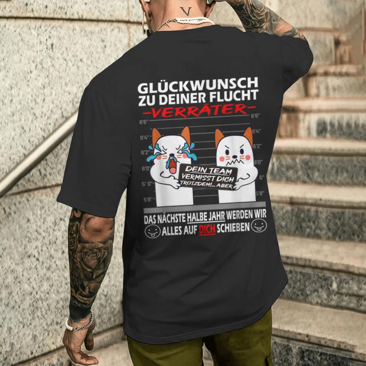 Glückwunsch Zu Deiner Flucht Kündigung Neuen Job Cat S T-Shirt mit Rückendruck Geschenke für Ihn