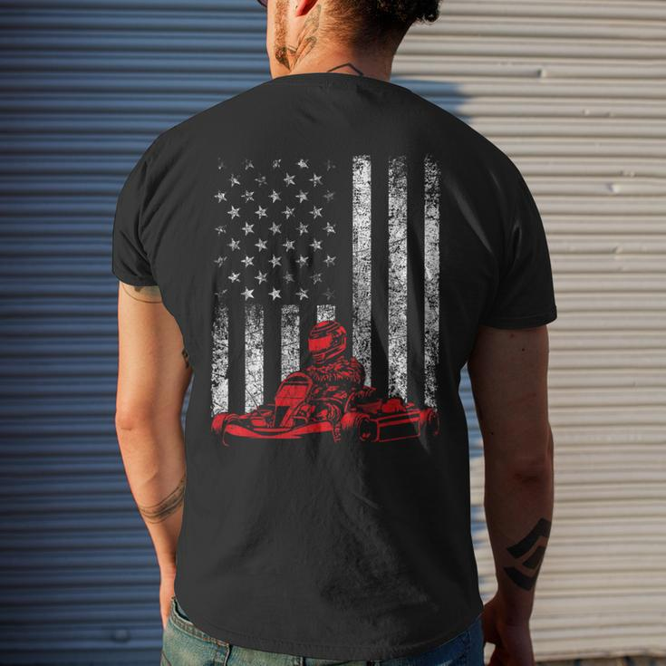 Go Kart Racing Go Karting Usa American Flag Race Driving Men's T-shirt Back Print Gifts for Him