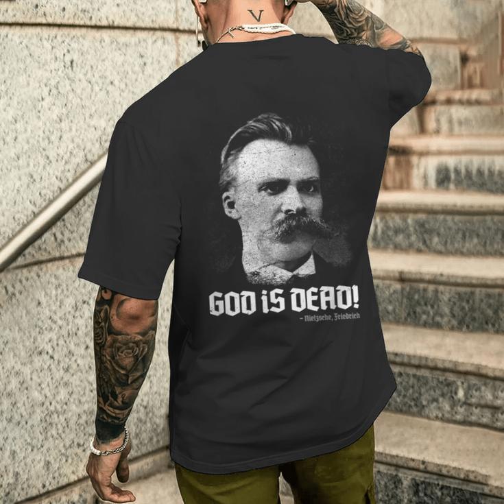 God Is Dead Friedrich Nietzsche Quote Philosopher Philosophy T-Shirt mit Rückendruck Geschenke für Ihn