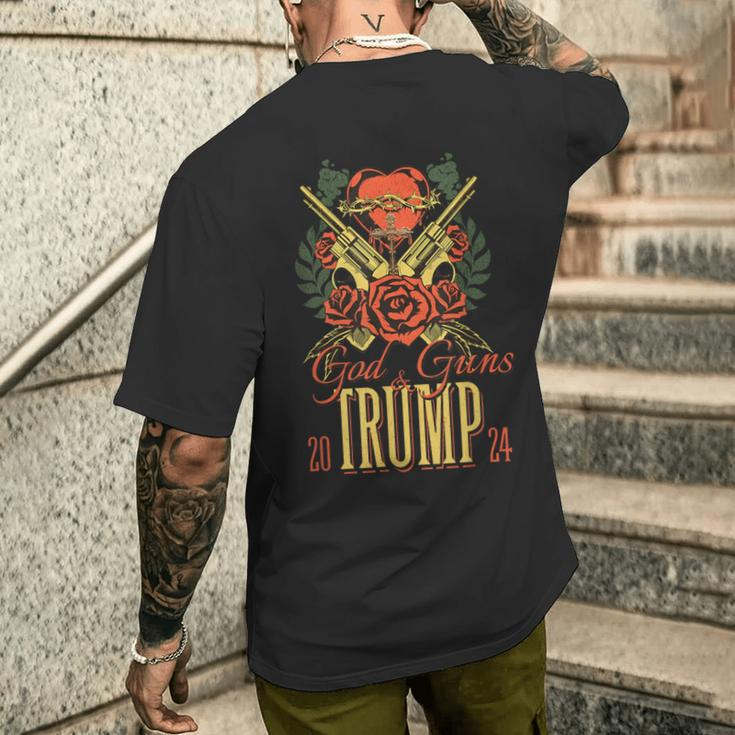 God Guns & Trump 2024 2A Support Short Sleeve Men's T-shirt Back Print Gifts for Him