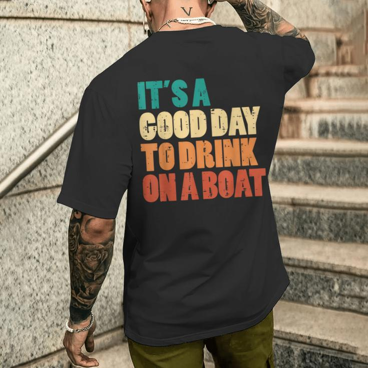 Good Day To Drink On Boat Retro Pontoon Boater Dad Women Men's T-shirt Back Print Gifts for Him