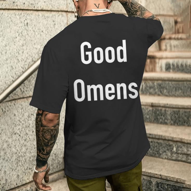 Good Omens Schwarz Kurzärmliges Herren-T-Kurzärmliges Herren-T-Shirt mit Weißer Schrift Unisex, Engel & Dämon Design Geschenke für Ihn