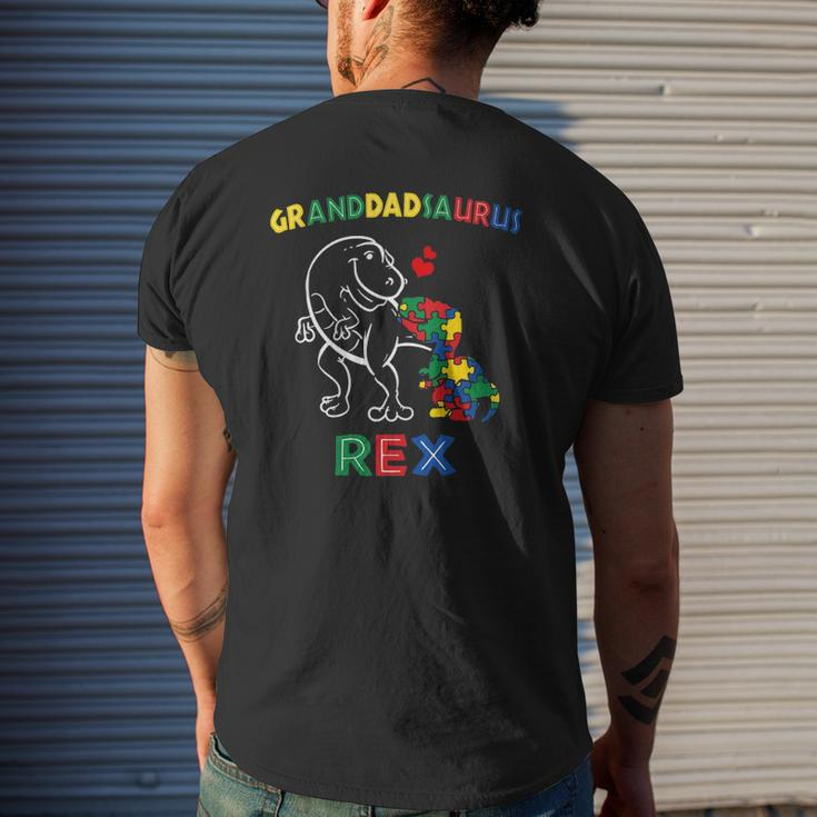 Granddadsaurus Autism Awareness Granddad Dinosaur Grandpa Mens Back Print T-shirt Gifts for Him