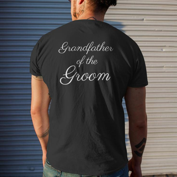 Grandfather Of The Groom White Script Font Wedding Mens Back Print T-shirt Gifts for Him