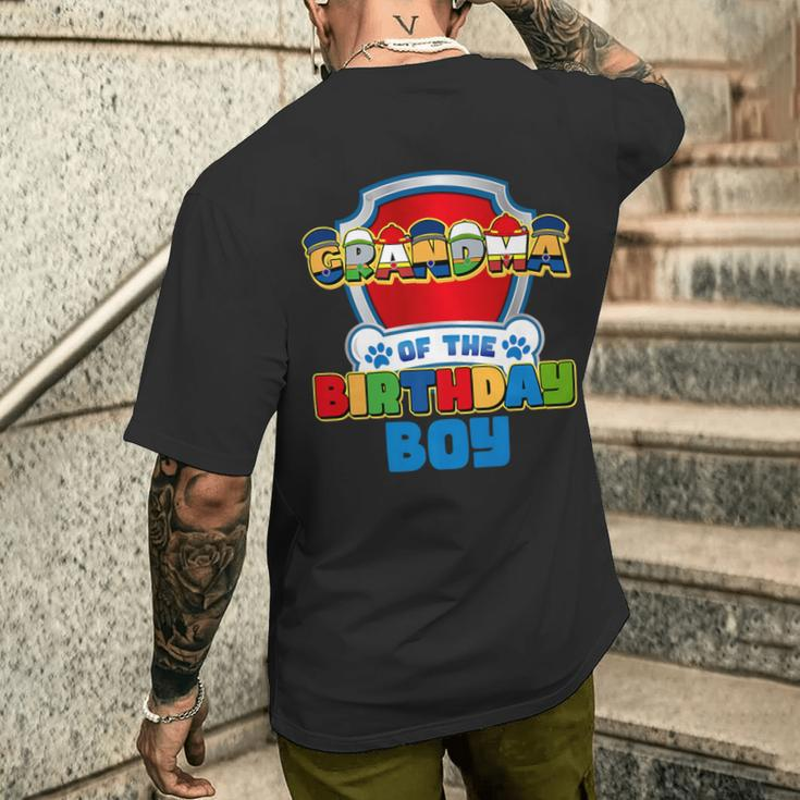 Grandma Of The Birthday Boy Dog Paw Family Matching Men's T-shirt Back Print Gifts for Him