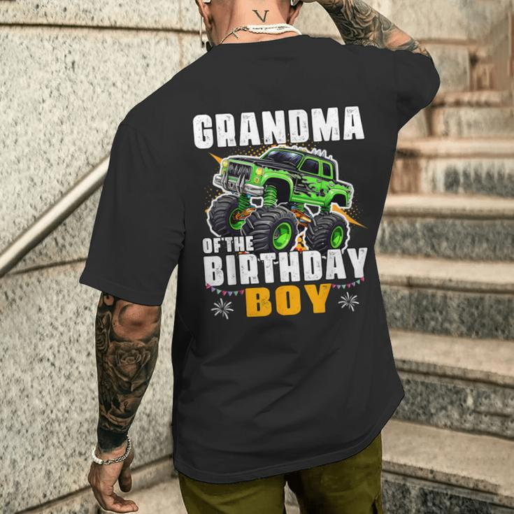 Grandma Of The Birthday Boy Monster Truck Birthday Family Men's T-shirt Back Print Gifts for Him