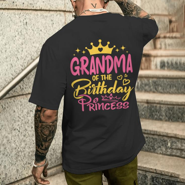 Grandma Of The Birthday Princess Girls Party Family Matching Men's T-shirt Back Print Gifts for Him