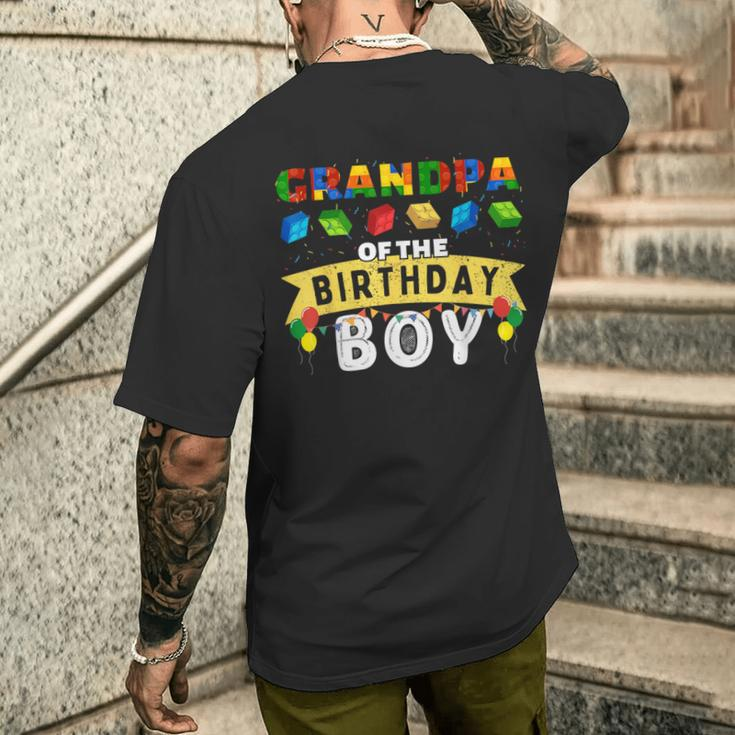 Grandpa Of The Birthday Boy Building Blocks Master Builder Men's T-shirt Back Print Gifts for Him