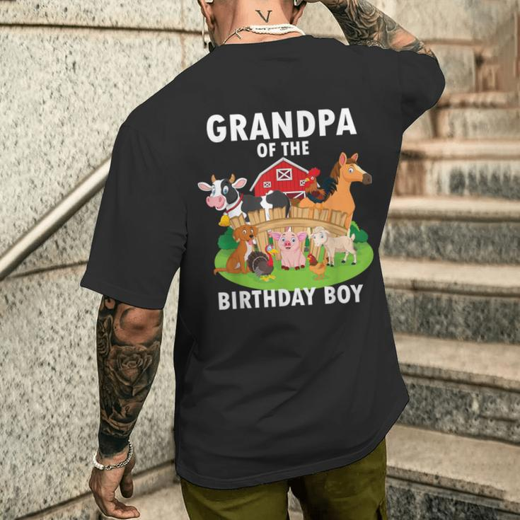 Grandpa Of The Birthday Boy Farm Animals Matching Farm Theme Men's T-shirt Back Print Gifts for Him