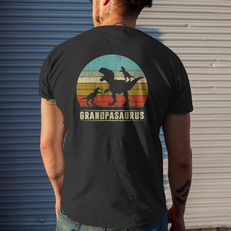Grandpa Dinosaur Grandpasaurus 2 Two Kids Father's Day Mens Back Print T-shirt Gifts for Him