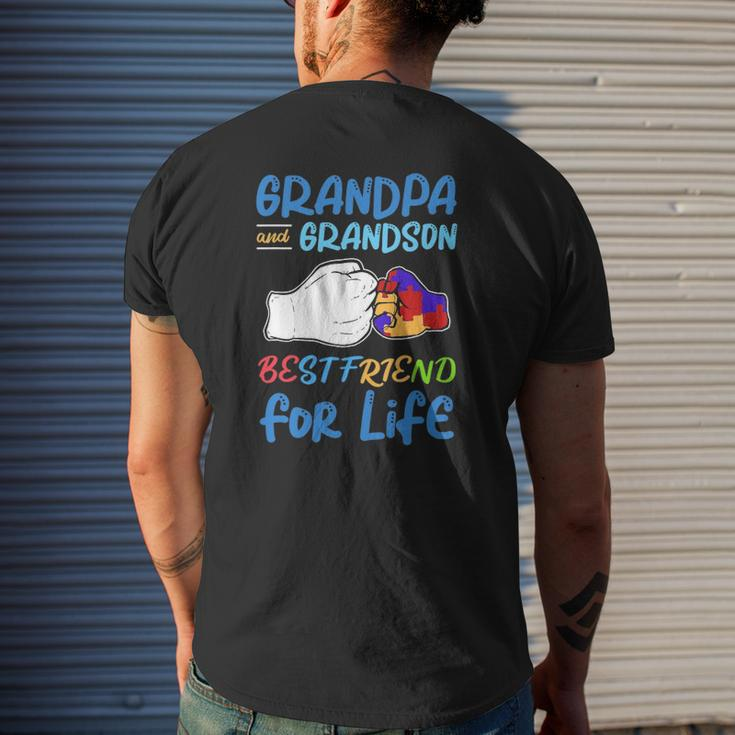 Grandpa And Grandson Bestfriend For Life Autism Awareness Mens Back Print T-shirt Gifts for Him