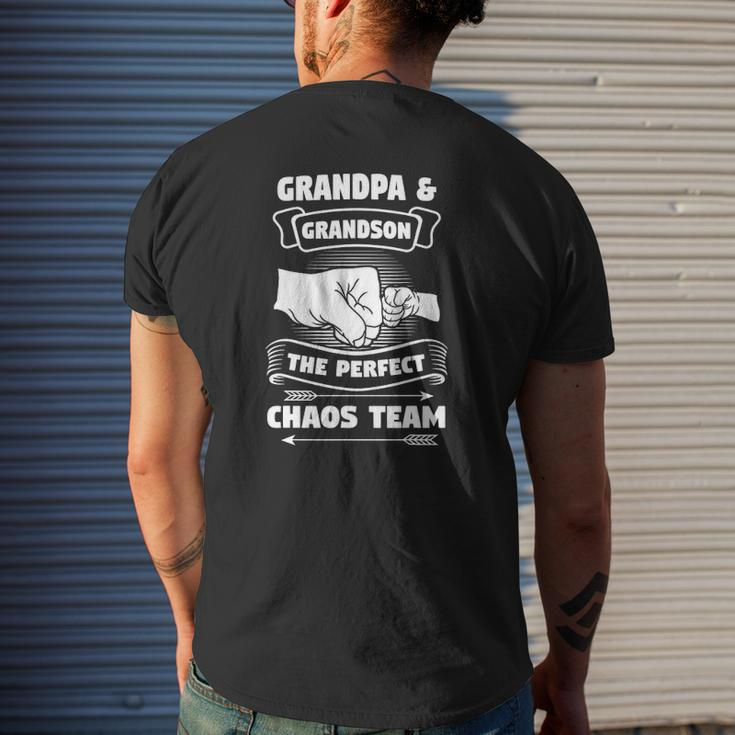Grandpa Grandson A Perfect Chaos Team Grandparents Mens Back Print T-shirt Gifts for Him
