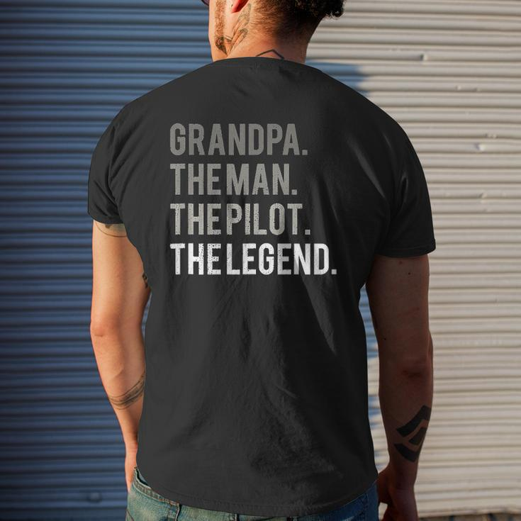 Grandpa The Man The Pilot The Legend Mens Back Print T-shirt Gifts for Him