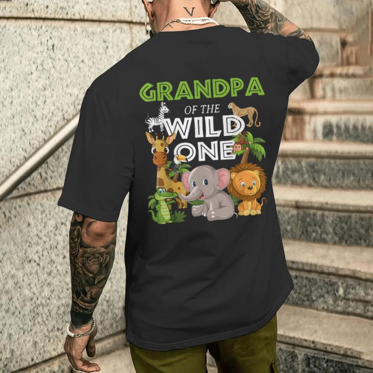 Grandpa Of The Wild One Zoo Birthday Safari Jungle Animal Men's T-shirt Back Print Gifts for Him