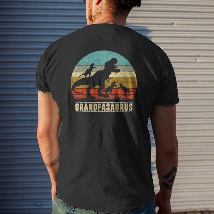 Grandpasaurus Rex Grandpa Dinosaur 3 Three Kids Father's Day Mens Back Print T-shirt Gifts for Him