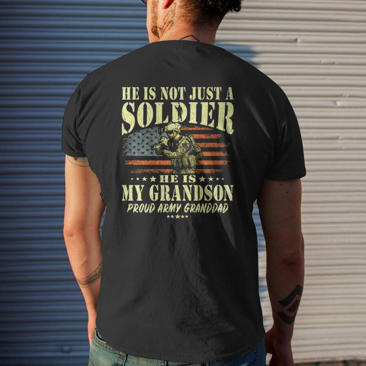 My Grandson Is A Solider Proud Army Granddad Grandpa Mens Back Print T-shirt Gifts for Him