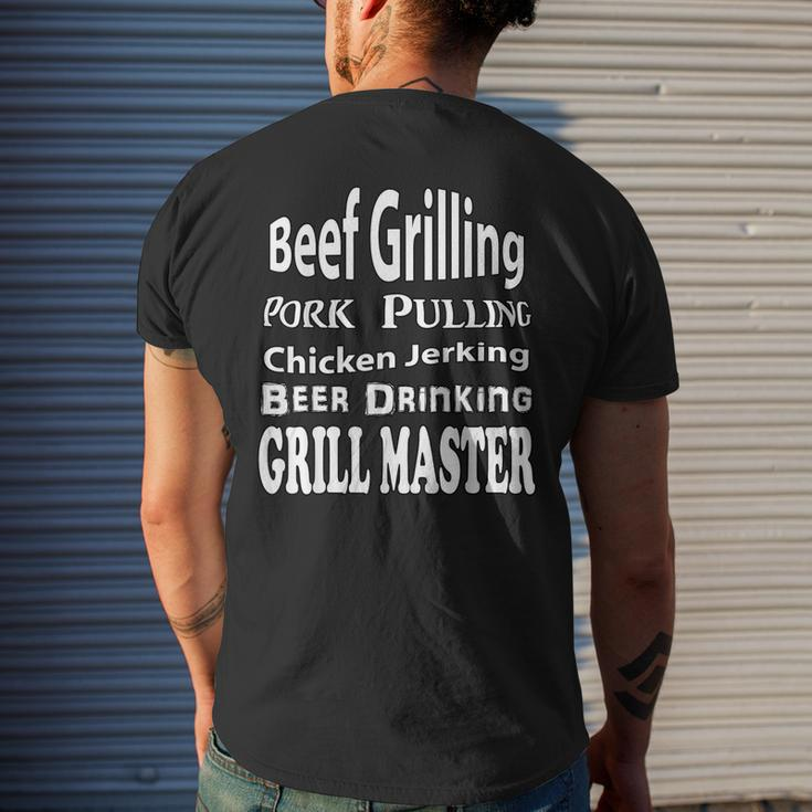 Grill Master Beef Pork Chicken Grilling Drinking Mens Back Print T-shirt Gifts for Him