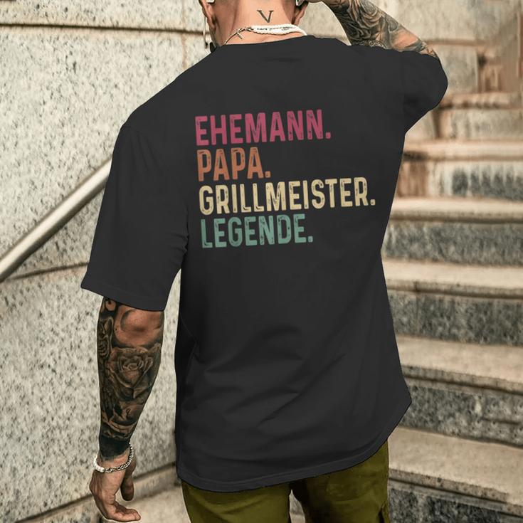 Grillmeister Dad Husband Legend Grill T-Shirt mit Rückendruck Geschenke für Ihn