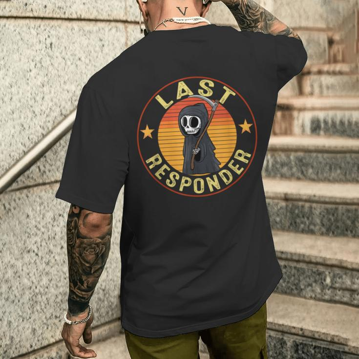 Grim Reaper Dark Meme Mortician Last Responder Vintage Men's T-shirt Back Print Gifts for Him