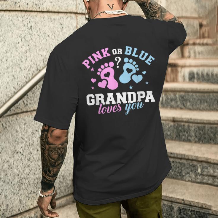 Großvater Kurzärmliges Herren-T-Kurzärmliges Herren-T-Shirt Pink or Blue, Grandpa Loves You für Geschlechtsenthüllung Geschenke für Ihn