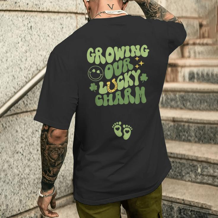 Growing Our Lucky Charm St Patrick's Day Pregnancy Maternity Men's T-shirt Back Print Gifts for Him