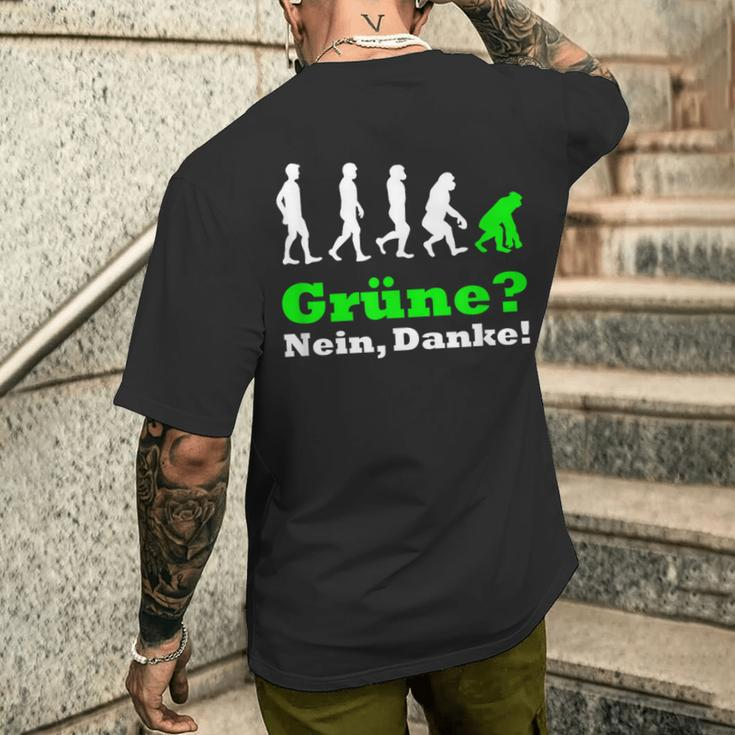 Grüne Nein Danke German Black T-Shirt mit Rückendruck Geschenke für Ihn