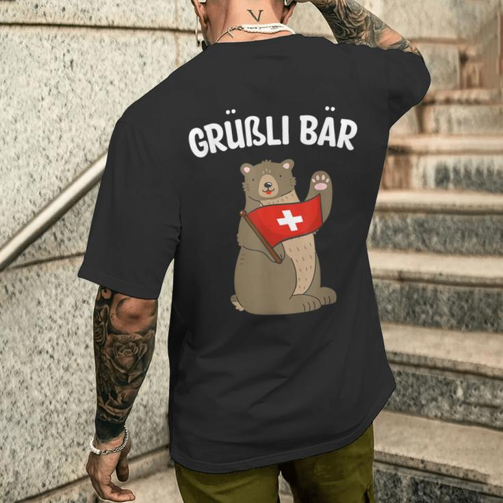 Grüßli Bear Swiss Grüezi Grizzly Bear T-Shirt mit Rückendruck Geschenke für Ihn
