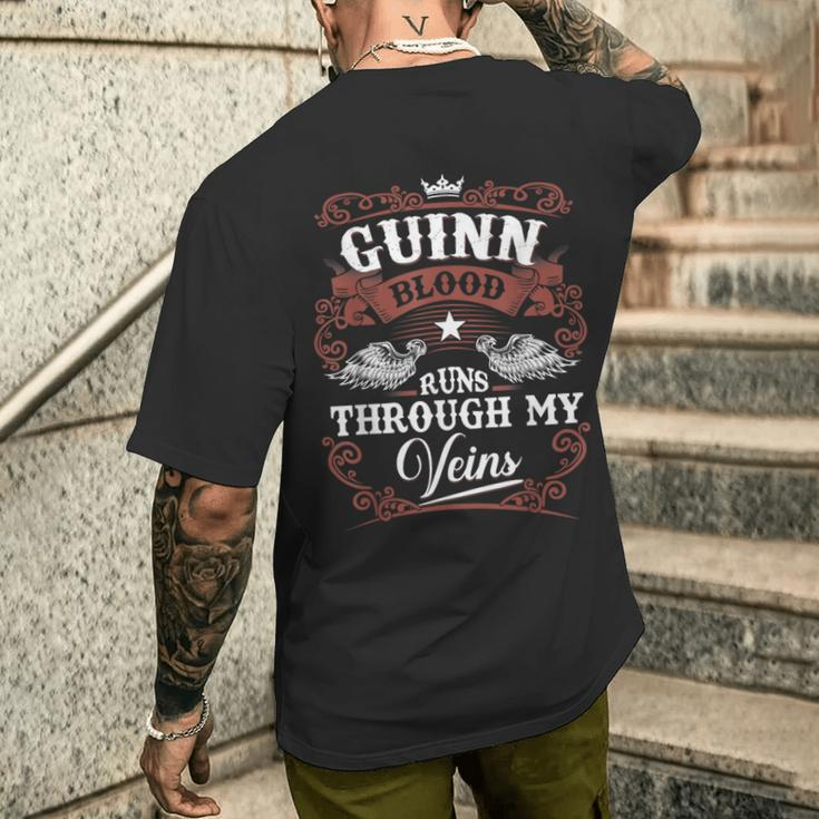 Guinn Blood Runs Through My Veins Vintage Family Name Men's T-shirt Back Print Gifts for Him
