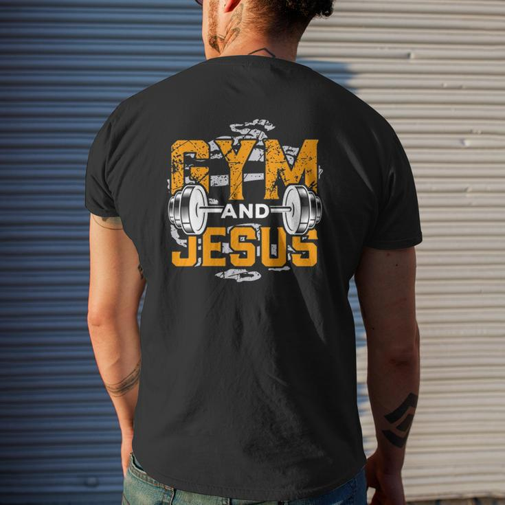 Gym And Jesus Jesus Workout Jesus Christian Fitness Mens Back Print T-shirt Gifts for Him