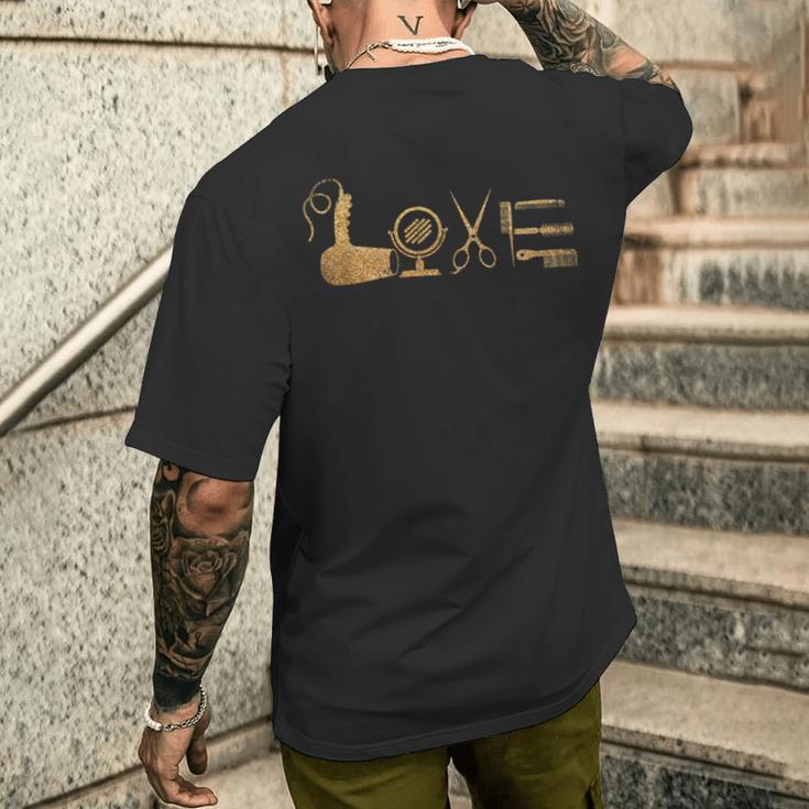 Hair Stylist Barber Love Hairdresser T-Shirt mit Rückendruck Geschenke für Ihn