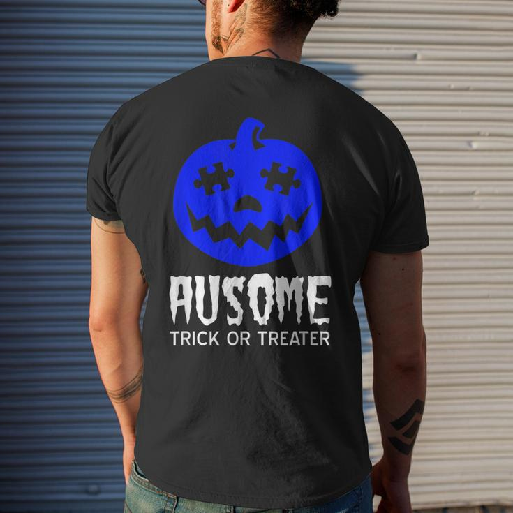 Halloween Autism Awareness Trick Or Treat Blue Pumpkin Mens Back Print T-shirt Gifts for Him