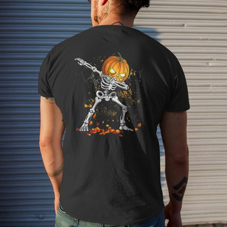 Halloween Boys Dabbing Skeleton Scary Pumpkin Jack O Lantern V12 Mens Back Print T-shirt Gifts for Him