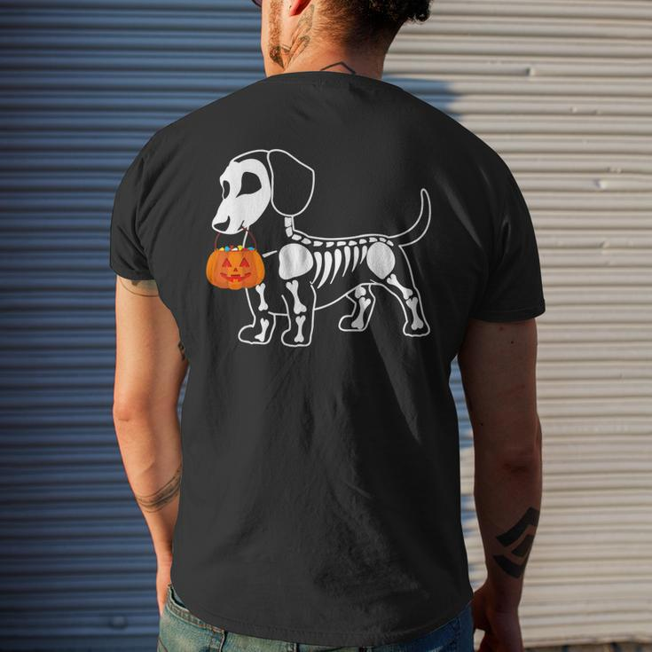 Halloween Dachshund Skeleton Weenie Wiener Sausage Dog Mens Back Print T-shirt Gifts for Him