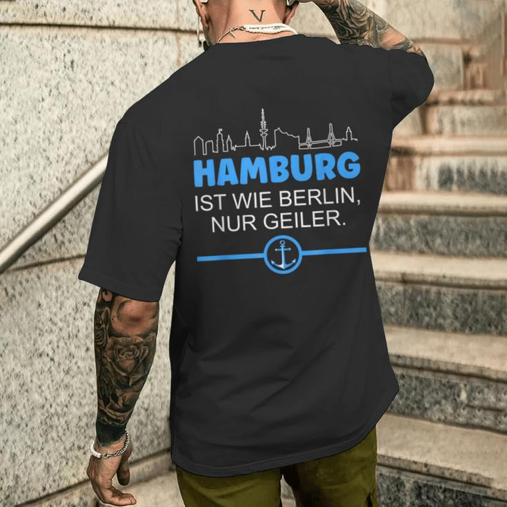 Hamburg Is Like Berline Nur Geiler Skyline Anchor S T-Shirt mit Rückendruck Geschenke für Ihn