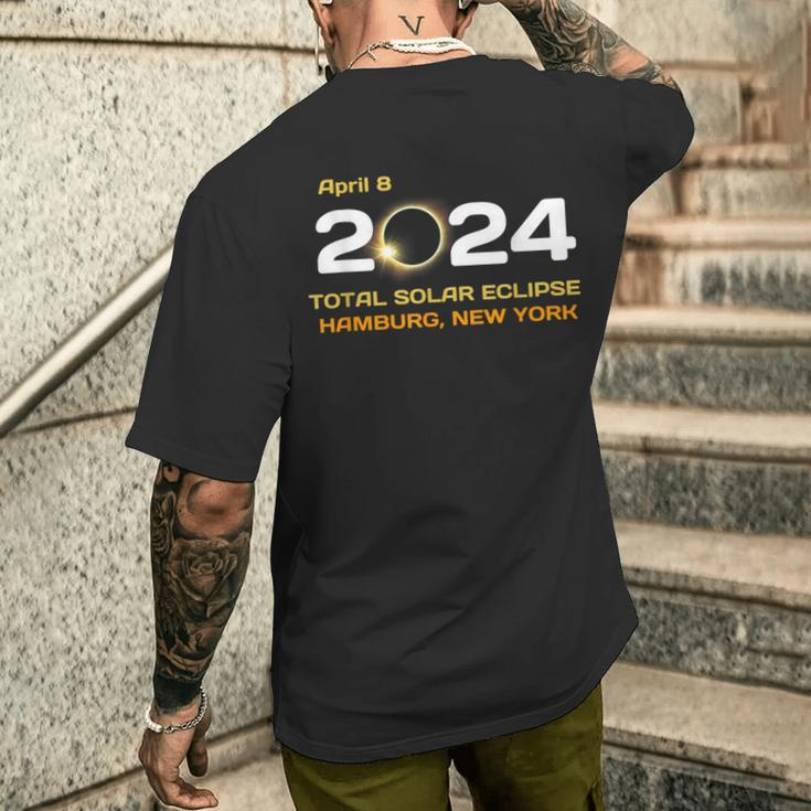 Hamburg New York April 8 2024 Solar Eclipse Ny Men's T-shirt Back Print Gifts for Him