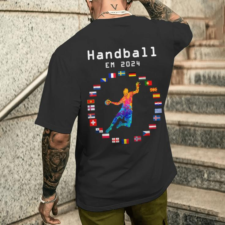 Handball Em 2024 Flag Handballer Sports Player Ball T-Shirt mit Rückendruck Geschenke für Ihn