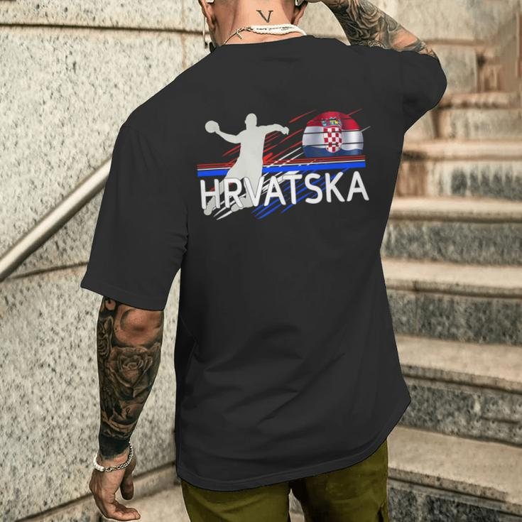 Handball Hrvatska Croatia T-Shirt mit Rückendruck Geschenke für Ihn