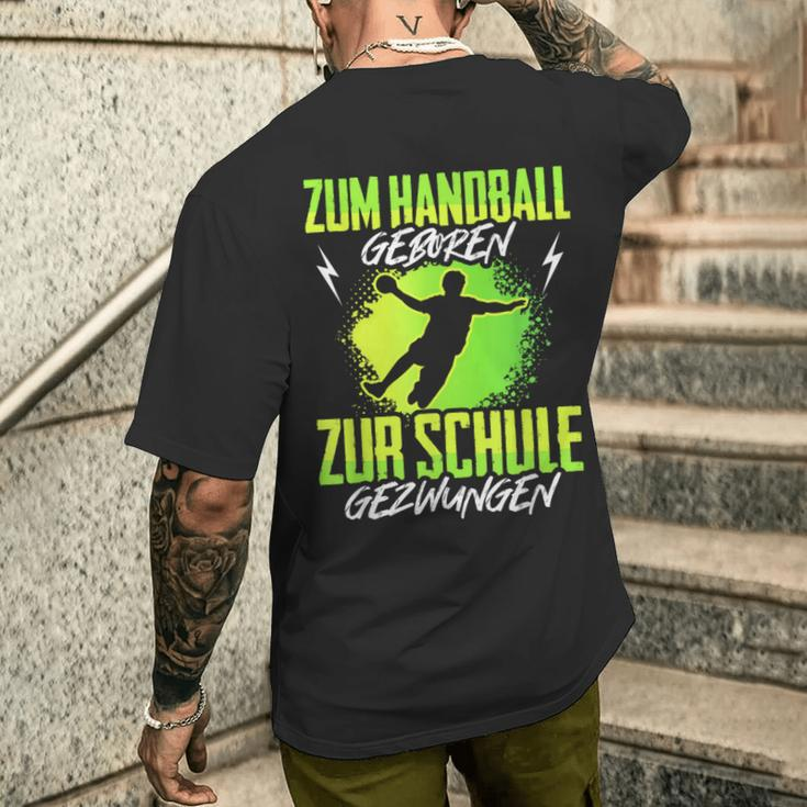 Handballgeborenes Kindershirt - Zur Schule Gezwungen, Handball-Kurzärmliges Herren-T-Kurzärmliges Herren-T-Shirt Geschenke für Ihn
