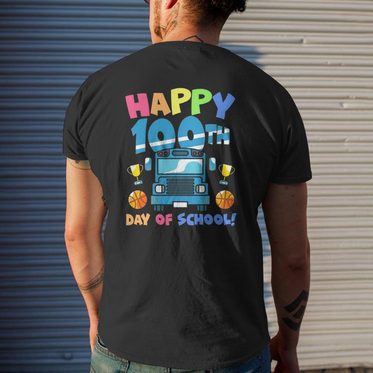 Happy 100Th Day Of School Truck Boys Kids 100 Days Of School Mens Back Print T-shirt Gifts for Him
