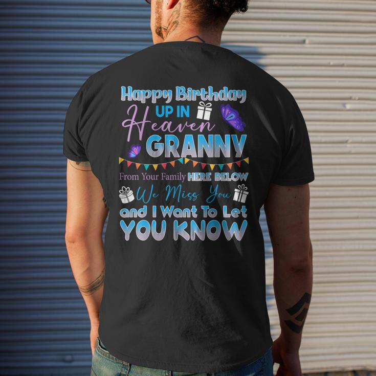 Happy Birthday Granny Angel In Heaven Memorial Remember Men's T-shirt Back Print Gifts for Him